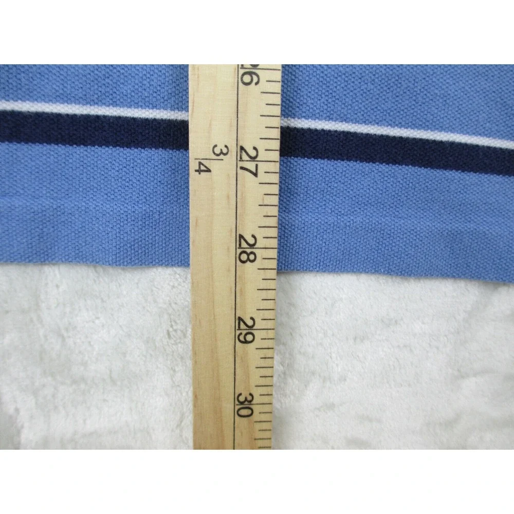 Ralph Lauren Polo Shirt Mens Large Blue‎ Orange Pony Striped Cotton Casual*